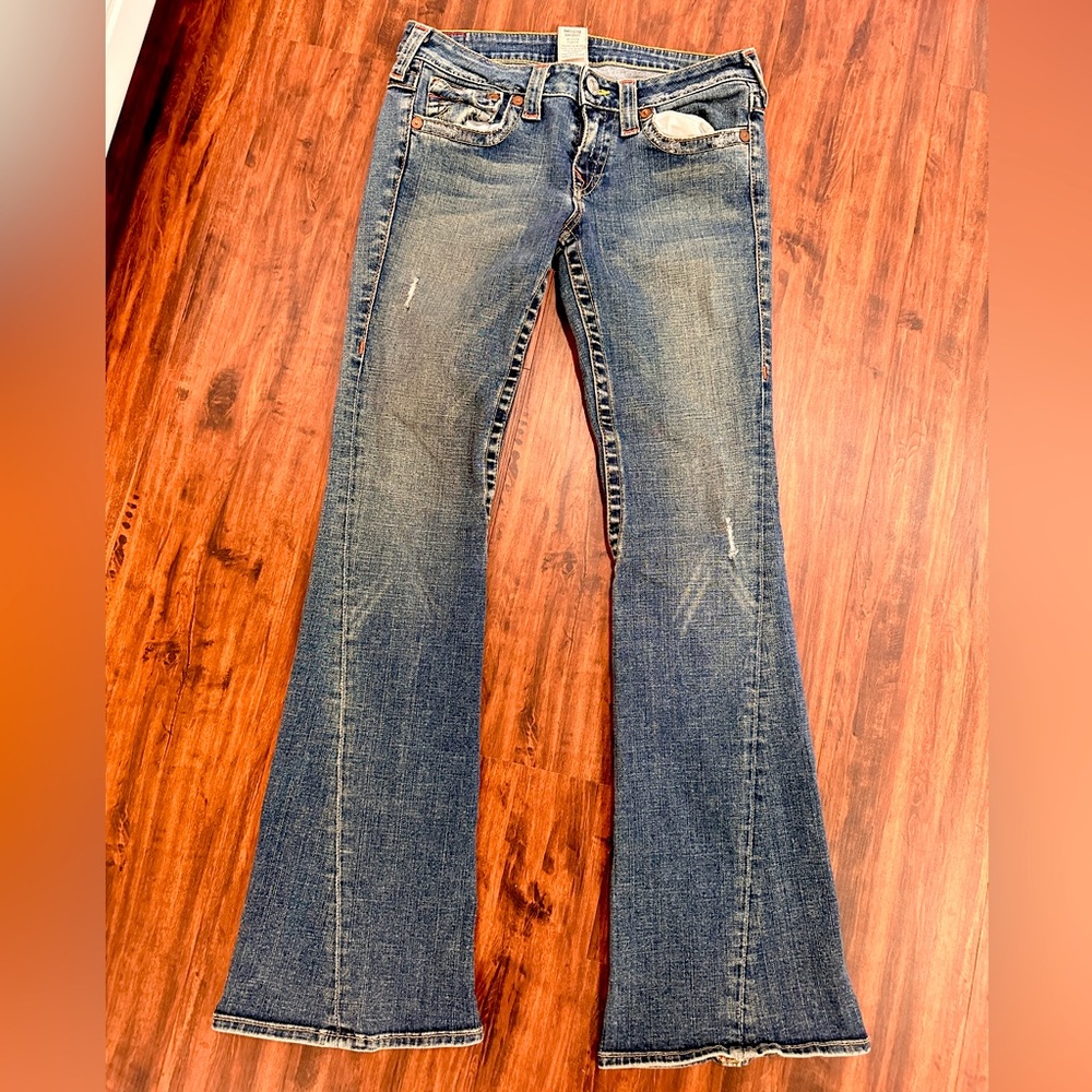 TRUE RELIGION Joey Low Rise Flare Denim Jeans Womens Sz 30 Jeans